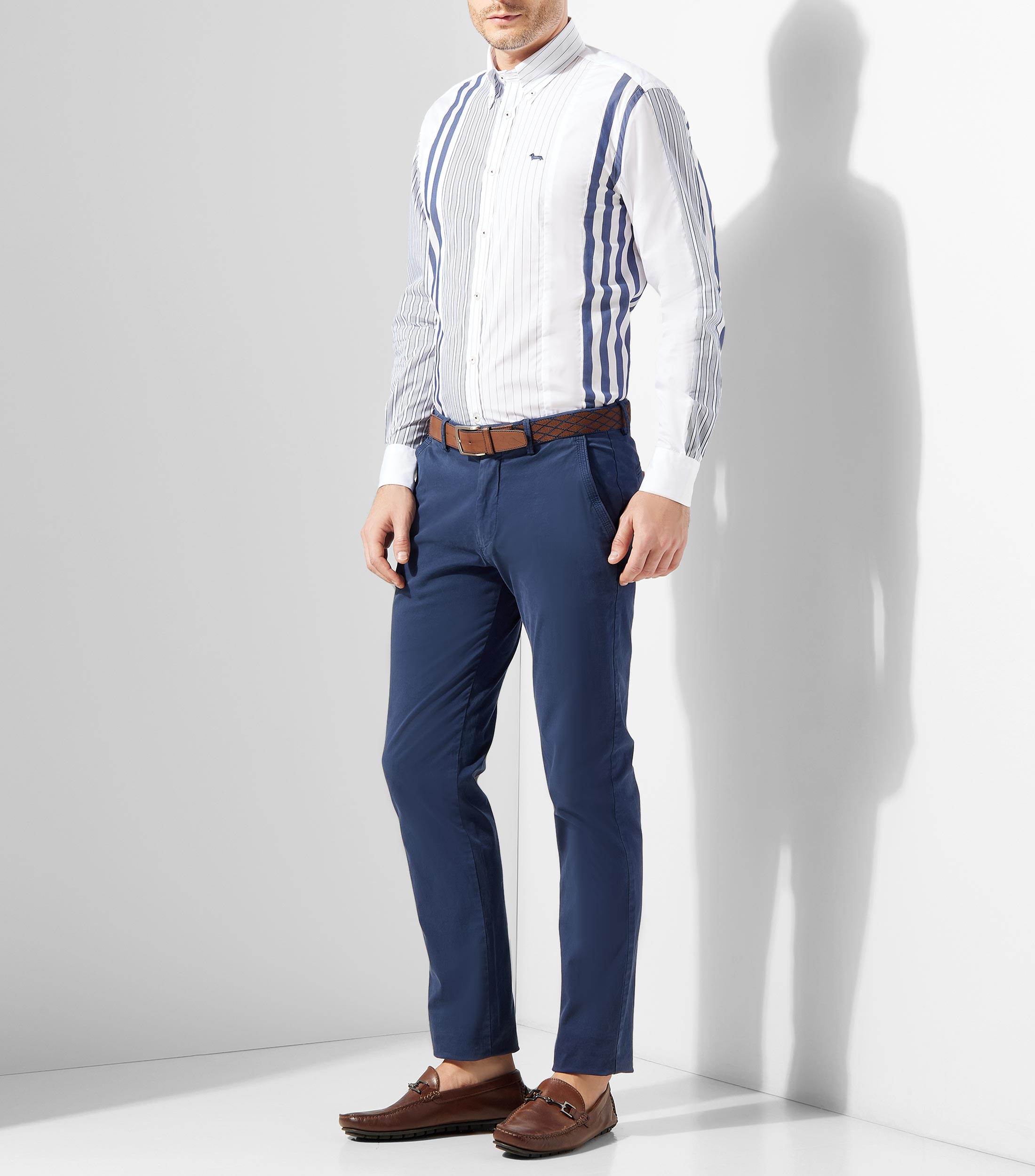 Camisa a rayas manga larga Hombre